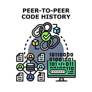 Peer to peer code history distributed technology concept Stock Illustration