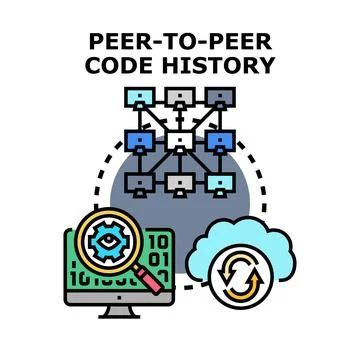 Peer to peer code history network analysis concept イラスト素材