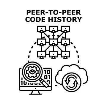 Peer to peer code history network analysis concept Stock Illustration
