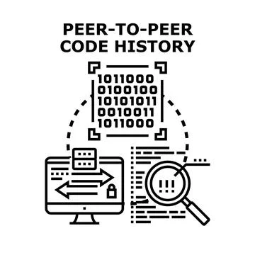 Peer to peer code history technology creating digital data Stockillustratie