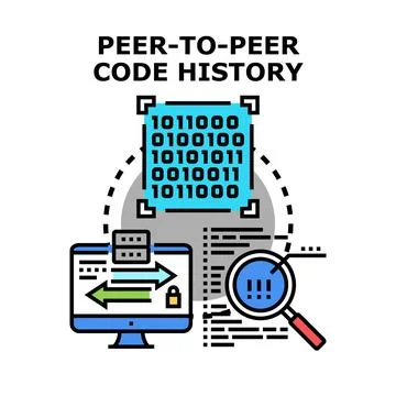 Peer to peer code history technology creating digital data 스톡 일러스트
