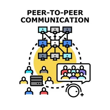Peer to peer communication networking internet connection concept Stock Illustration