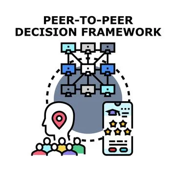 Peer to peer decision framework concept illustration Stock Illustration