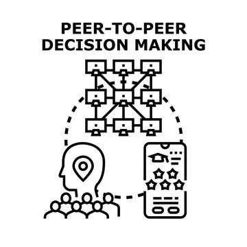 Peer to peer decision making process collaborating online Stock Illustration