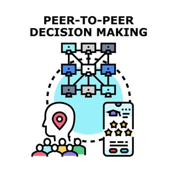 Peer to peer decision making process collaborating online Stock Illustration