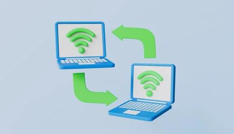 Peer to peer file transfer or wireless backup, Devices syncing via wireless Stock Illustration