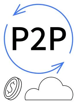 Peer-to-Peer Financial Transactions with Forward and Backward Arrows Stock Illustration