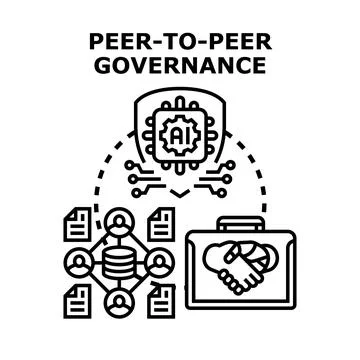 Peer to peer governance system managing collective decisions Ilustração Stock