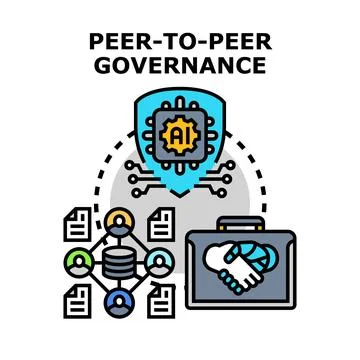 Peer to peer governance system managing collective decisions Stock Illustration