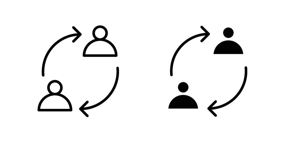 Peer to peer icon vector concepts, line and silhouette style Ilustração Stock