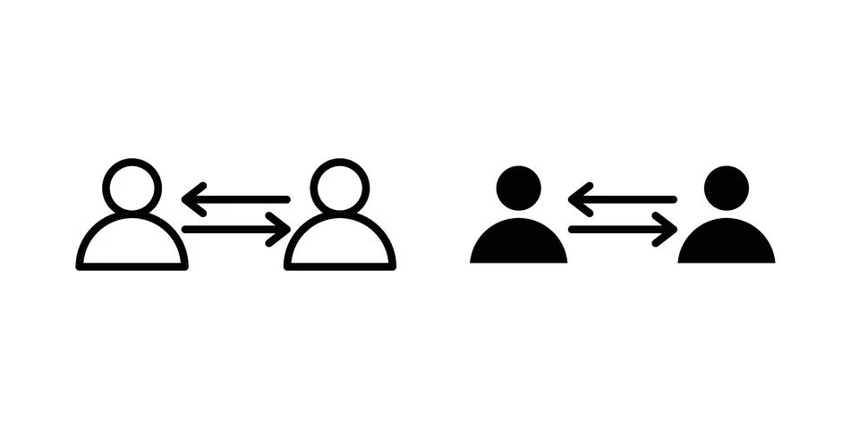 Peer to peer icon vectors. Illustrations in black Ilustração Stock
