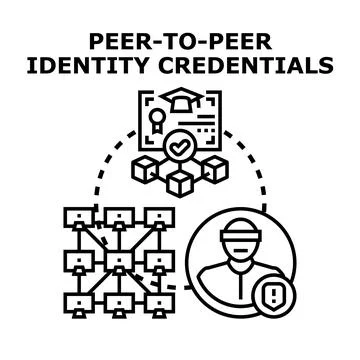 Peer to peer identity credentials distributed using blockchain technology イラスト素材