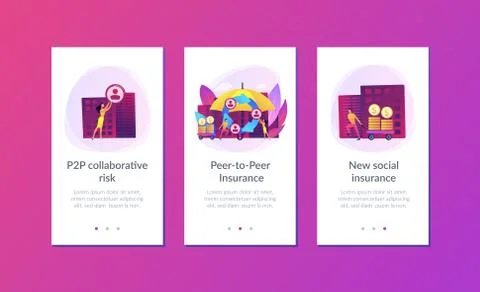 Peer-to-Peer insurance app interface template. Illustrazione stock