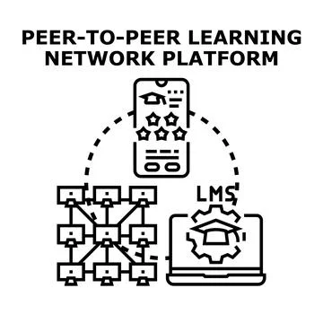 Peer to peer learning network platform concept Stock Illustration