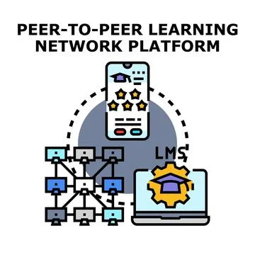 Peer to peer learning network platform concept Stock Illustration
