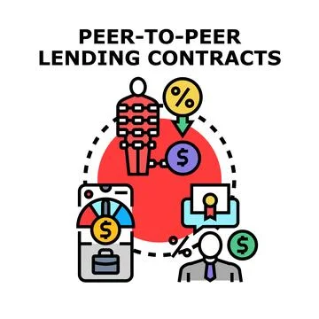 Peer to peer lending contracts facilitating financial transactions Ilustração Stock