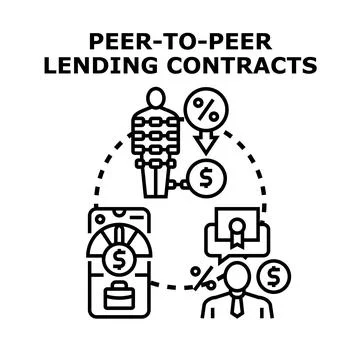 Peer to peer lending contracts facilitating financial transactions Stock Illustration