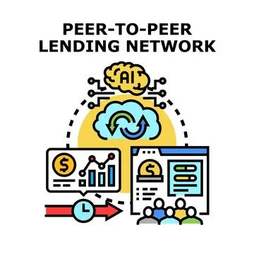 Peer to peer lending network concept illustration イラスト素材