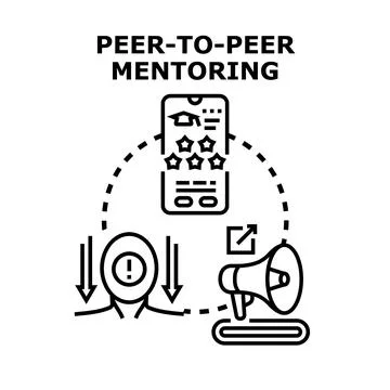 Peer to peer mentoring process improving skills and reducing stress Ilustração Stock