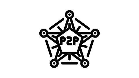 Peer to peer nodes decentralized application line icon animation Stock Footage 326751586