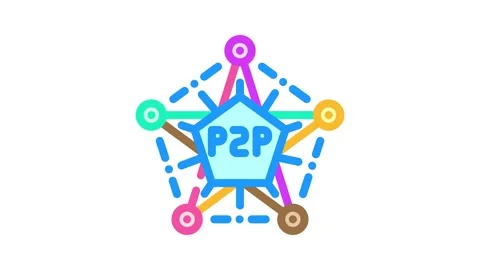 Peer to peer nodes decentralized application color icon animation Stock Footage 327259608