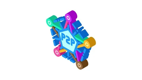 Peer to peer nodes decentralized application isometric icon animation Stock Footage 327280501