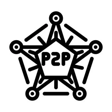 Peer to peer nodes decentralized application line icon vector illustration Illustrazione stock