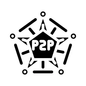 Peer to peer nodes decentralized application glyph icon vector illustration Illustrazione stock
