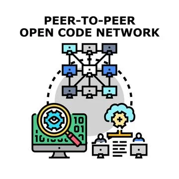 Peer to peer open code network concept illustration Stock Illustration