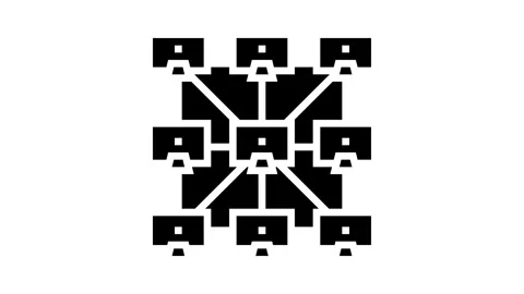 Peer to peer p2p nodes decentralized application glyph icon animation Stock Footage 326145516