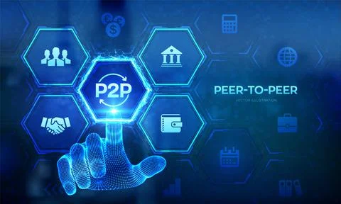Peer to peer. P2P payment and online model for support or transfer money. Pee Stock Illustration