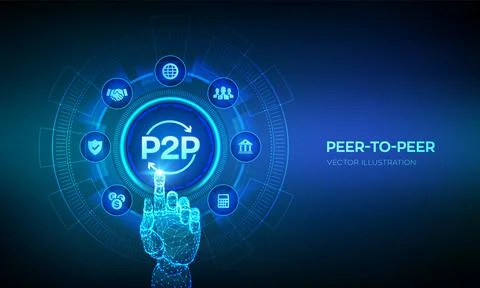 Peer to peer. P2P payment and online model for support or transfer money. Pee Stock Illustration