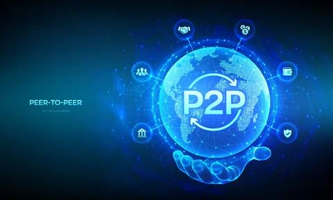 Peer to peer. P2P payment and online model for support or transfer money. Pee Stock Illustration