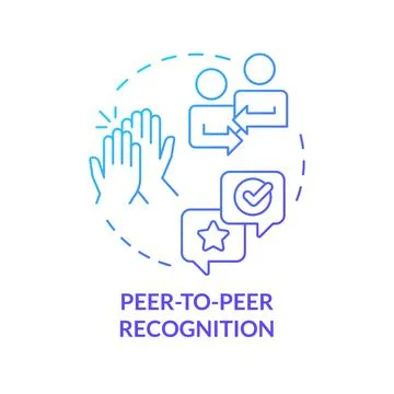 Peer to peer recognition blue gradient concept icon Stock Illustration