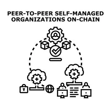 Peer to peer self managed decentralized organization concept Stock Illustration