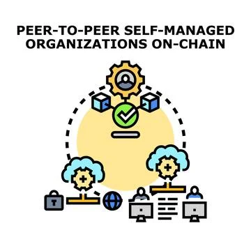 Peer to peer self managed decentralized organization concept Ilustração Stock