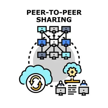 Peer to peer sharing distributing digital data network イラスト素材
