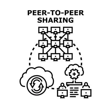 Peer to peer sharing distributing digital data network イラスト素材