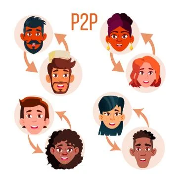 Peer To Peer Social Networking Vector Poster Template Illustrazione stock