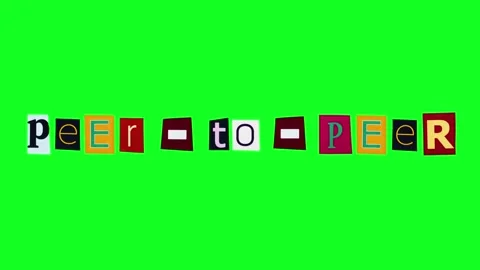 Peer to peer title made of colorful stickers with printed letters crumpling and 動画素材 311135289