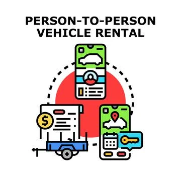 Peer to peer vehicle rental sharing service Ilustração Stock
