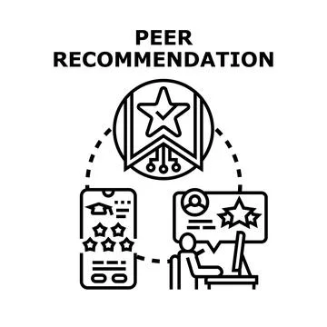 Peer recommendation process with user feedback and online rating Ilustração Stock