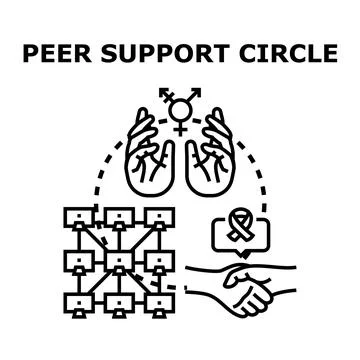 Peer support circle offering community connection and solidarity Stock Illustration