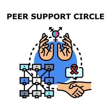 Peer support circle offering community connection and solidarity Stock Illustration