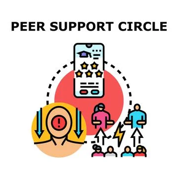 Peer support circle providing online assistance and guidance Ilustração Stock