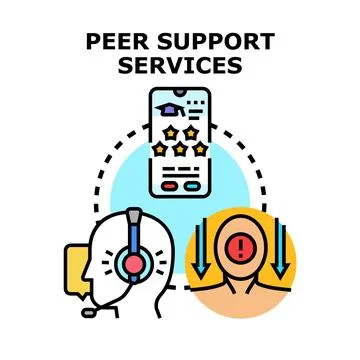 Peer support services concept providing online help and mentorship Stock Illustration