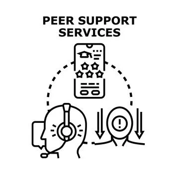 Peer support services concept providing online help and mentorship Stock Illustration