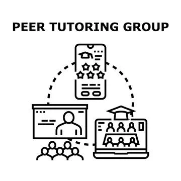 Peer tutoring group learning and education concept 스톡 일러스트