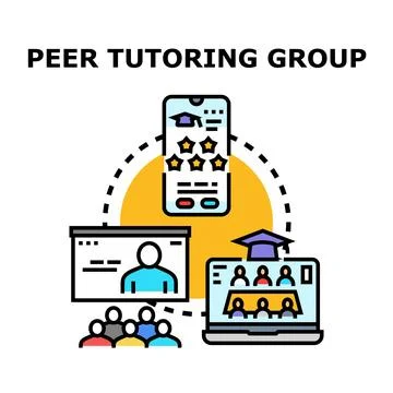 Peer tutoring group learning and education concept 스톡 일러스트
