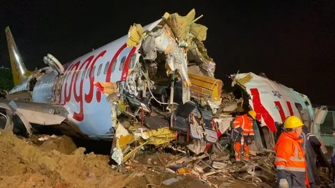Pegasus Airlines Plane Crash Stock Footage 125765299